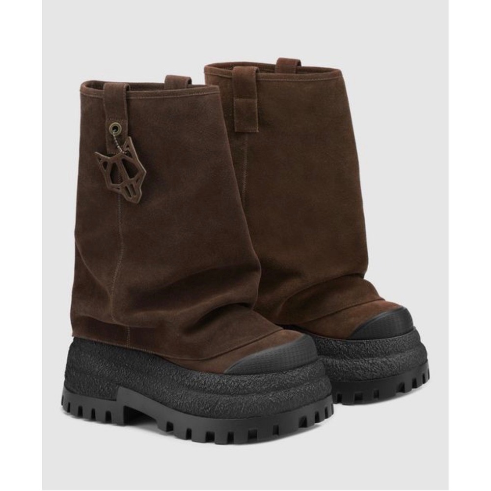 Naked Wolfe Disturb 90mm Chocolate Brown Suede Platform Boots Women's Size 9
